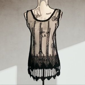 Mesh crotchet tank top